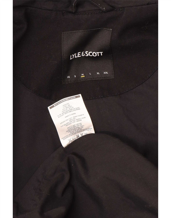 Lyle & Scott Mens Hooded Bomber Jacket UK 38 Medium Black Cotton