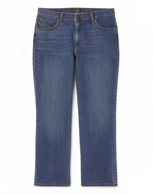 Lee Womens Mid Rise Relaxed Fit Straight Jeans US 14 XL W35 L28 Blue Cotton