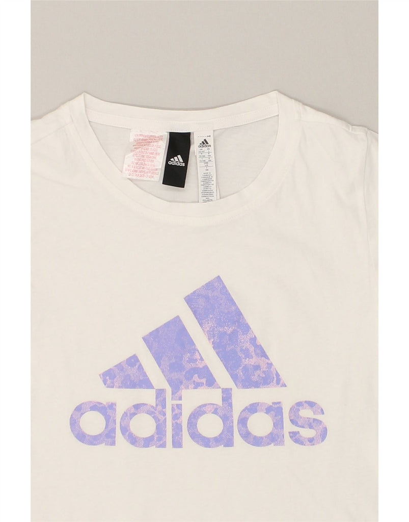 ADIDAS Girls Graphic T-Shirt Top 13-14 Years White Cotton | Vintage Adidas | Thrift | Second-Hand Adidas | Used Clothing | Messina Hembry 