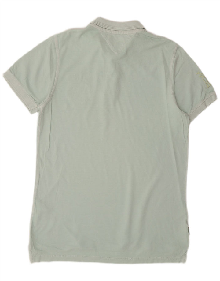 TOMMY HILFIGER Mens Graphic Polo Shirt Large Blue Cotton