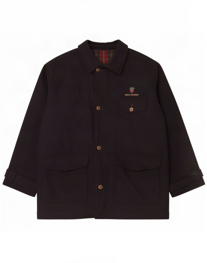 Vintage Mens Utility Jacket UK 40 Large Navy Blue Wool