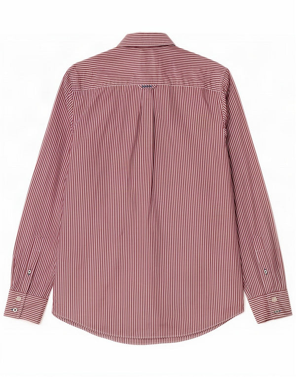 Crew Clothing Mens Classic Fit Shirt Small Burgundy Pinstripe Cotton