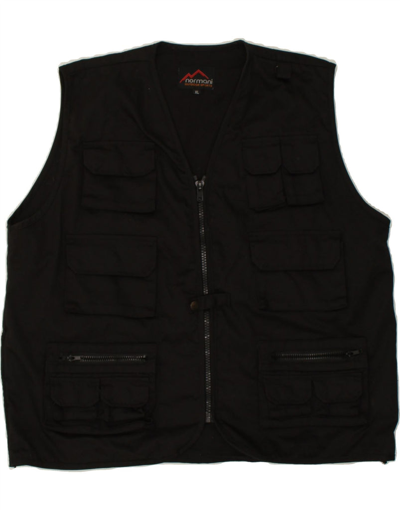 VINTAGE Mens Utility Gilet UK 42 XL Black Polyester Vintage Vintage and Second-Hand Vintage from Messina Hembry 