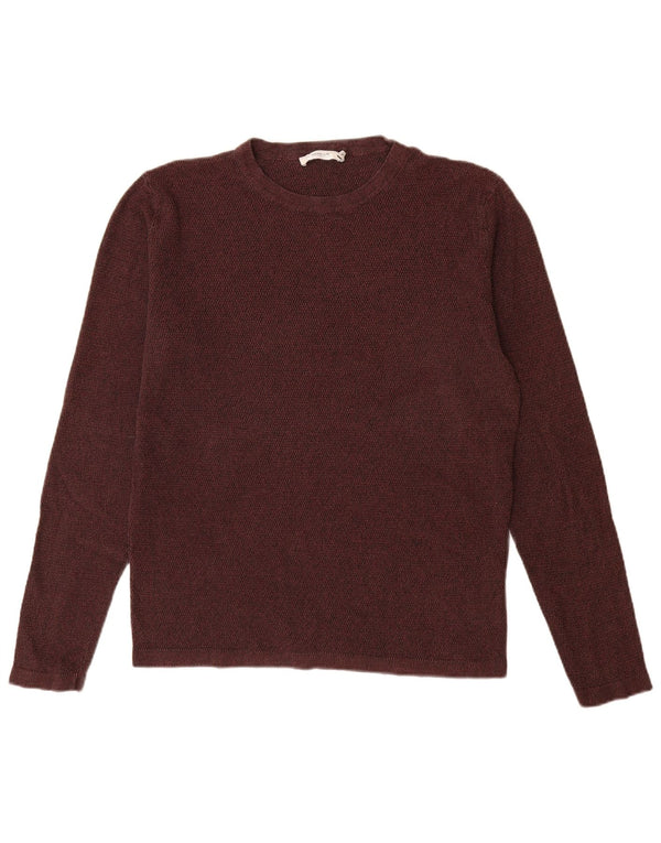 Jack & Jones Mens Crew Neck Jumper Sweater Medium Burgundy Cotton
