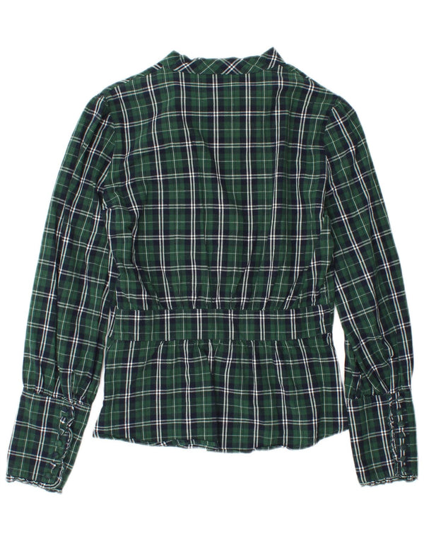 WAREHOUSE Womens Long Sleeve Blouse Top UK 12 Medium Green Check