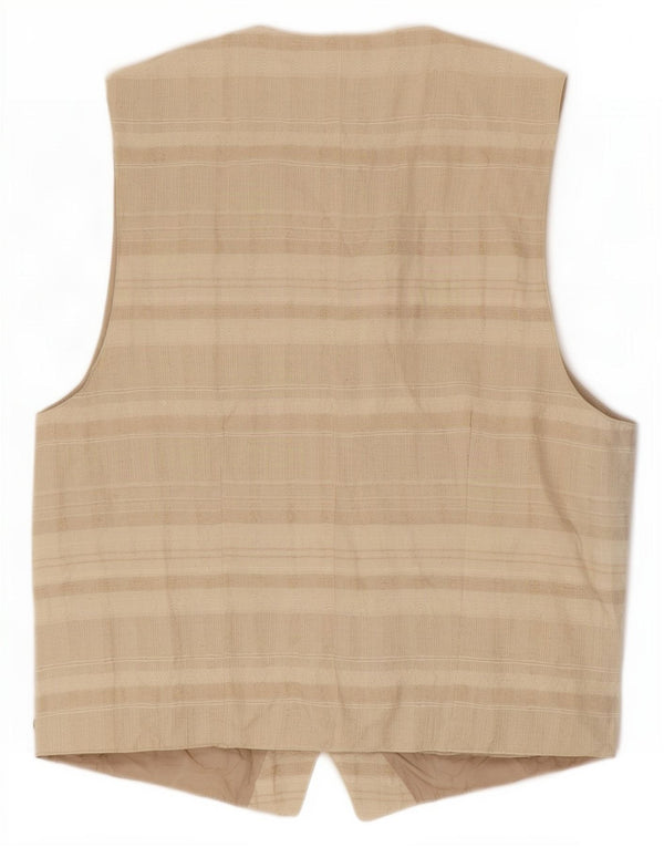 Porto Di Panama Mens Waistcoat IT 44 XS Beige Striped Cotton