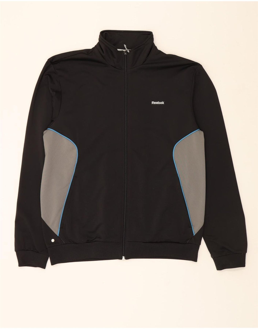 REEBOK Mens Tracksuit Top Jacket Large Black Colourblock Polyester Vintage Reebok and Second-Hand Reebok from Messina Hembry 