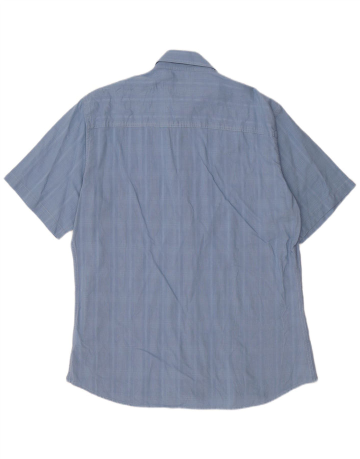 Marlboro Classics Mens Short Sleeve Shirt XL Blue Check Cotton