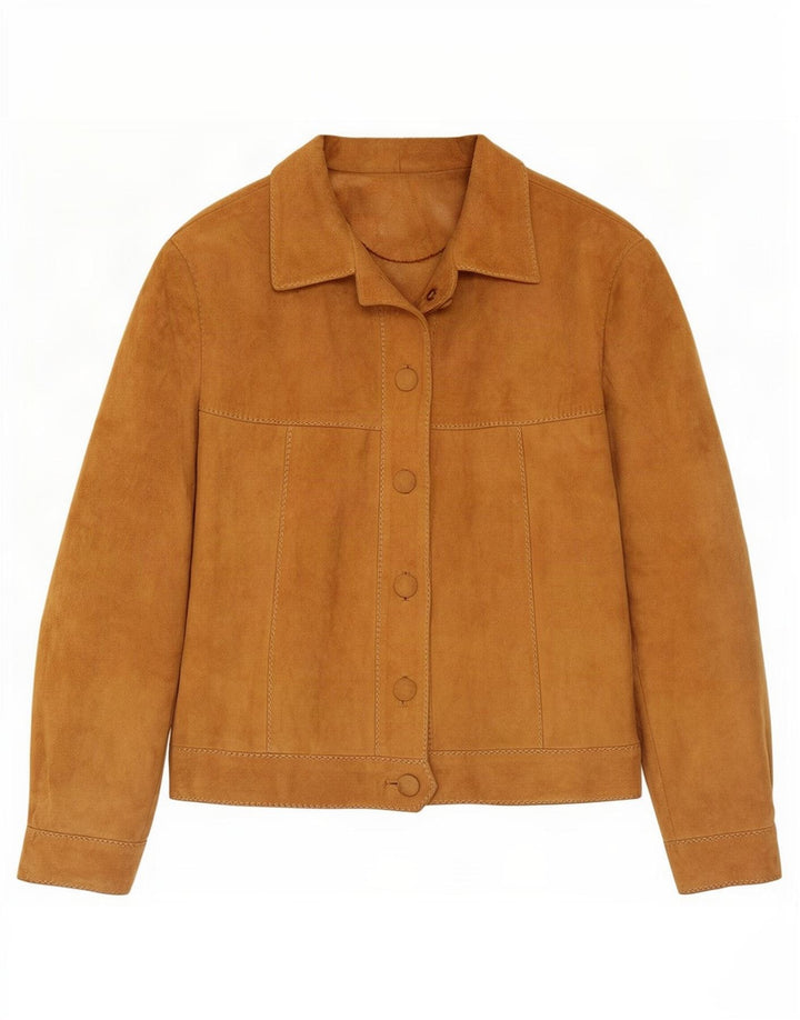 Vintage Womens Suede Jacket UK 14 Medium Brown