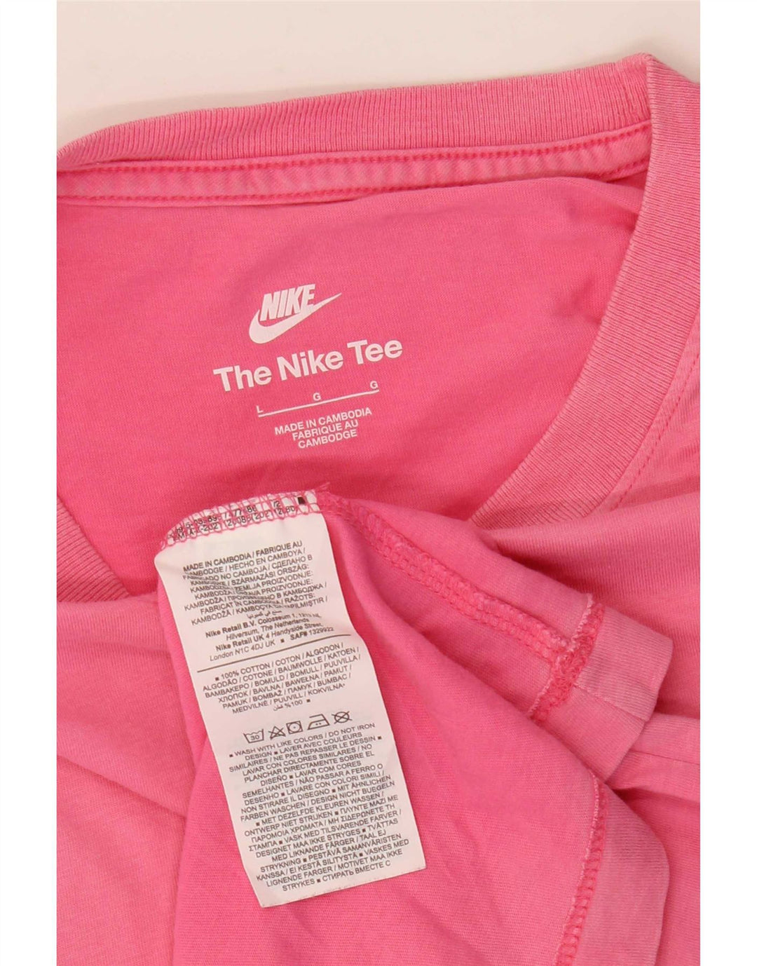 Nike Mens T-Shirt Top Large Pink Cotton