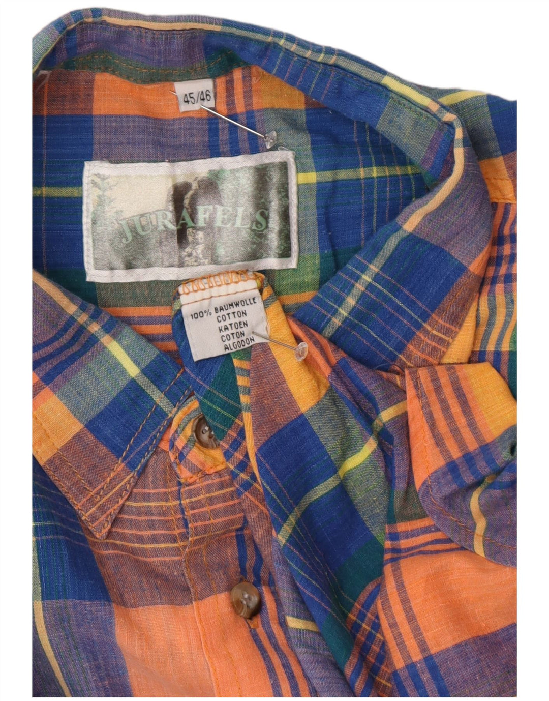 Vintage Mens Regular Fit Shirt Size 45/46 2XL Multicoloured Check Cotton