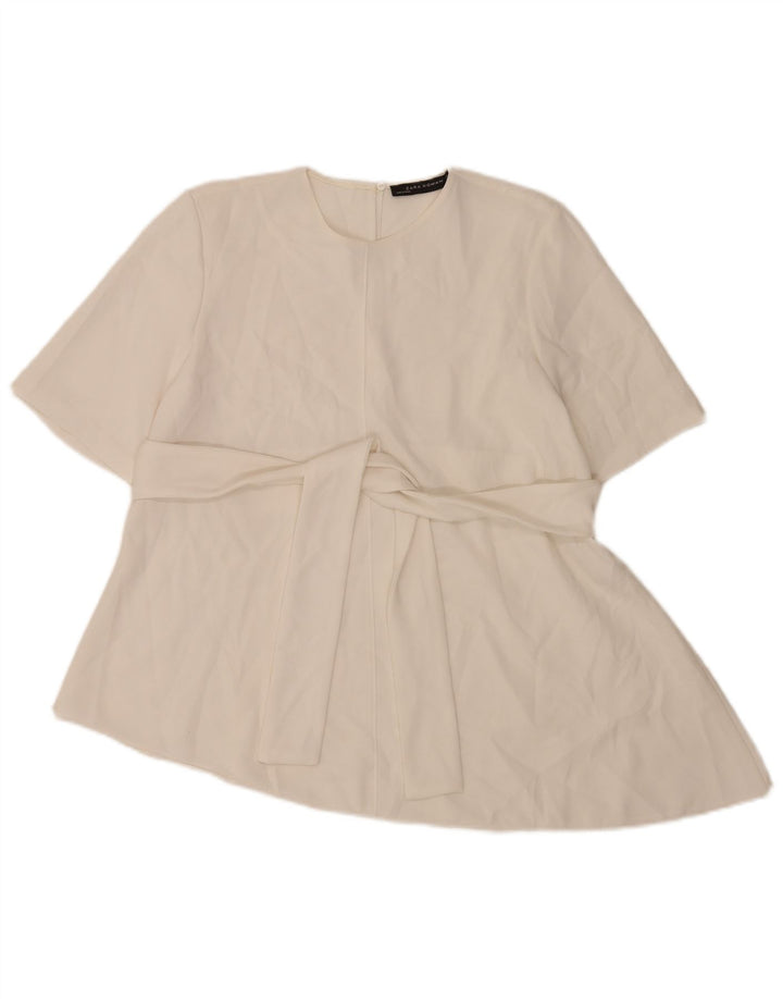 Zara Womens Asymmetric Blouse Top UK 12 Medium White Polyester