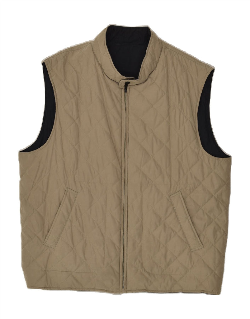 VINTAGE Mens Reversible Quilted Gilet IT 56 3XL Beige Colourblock | Vintage Vintage | Thrift | Second-Hand Vintage | Used Clothing | Messina Hembry 