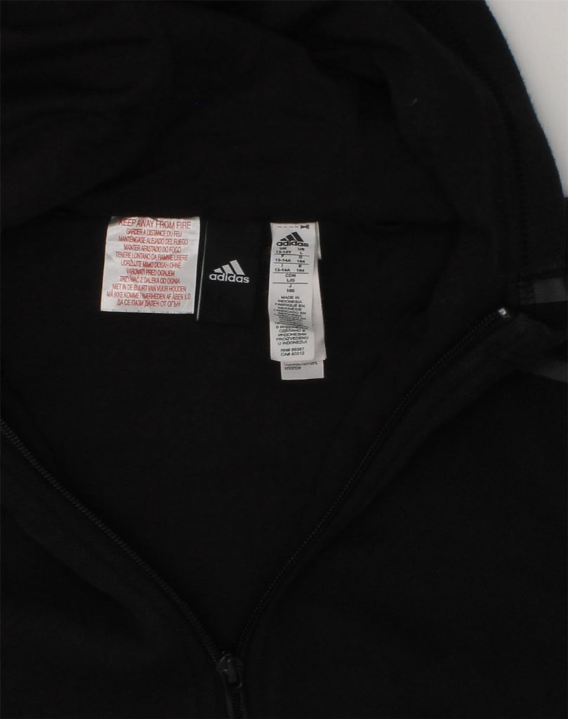 ADIDAS Boys Graphic Zip Hoodie Sweater 13-14 Years Black Cotton | Vintage Adidas | Thrift | Second-Hand Adidas | Used Clothing | Messina Hembry 