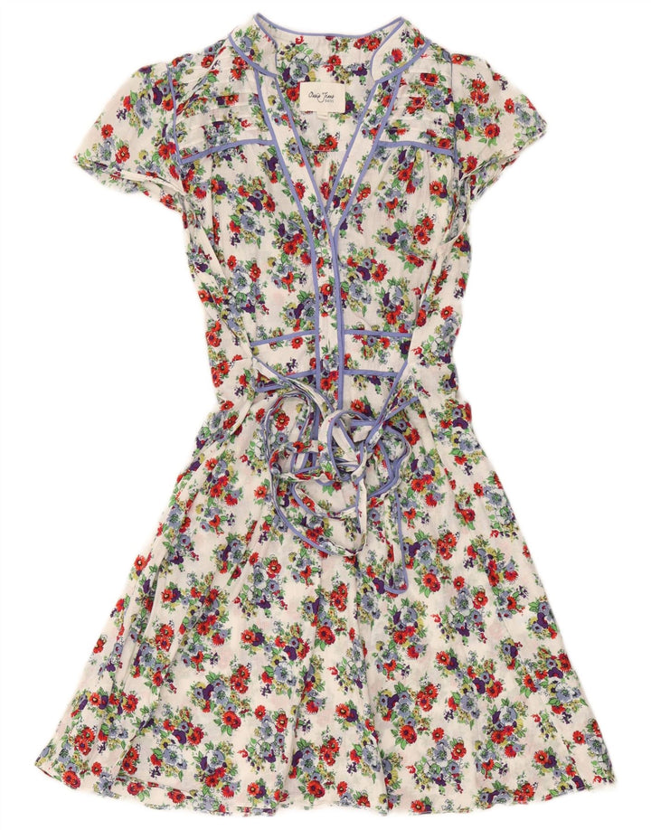 Oasis Womens A-Line Dress UK 12 Medium White Floral