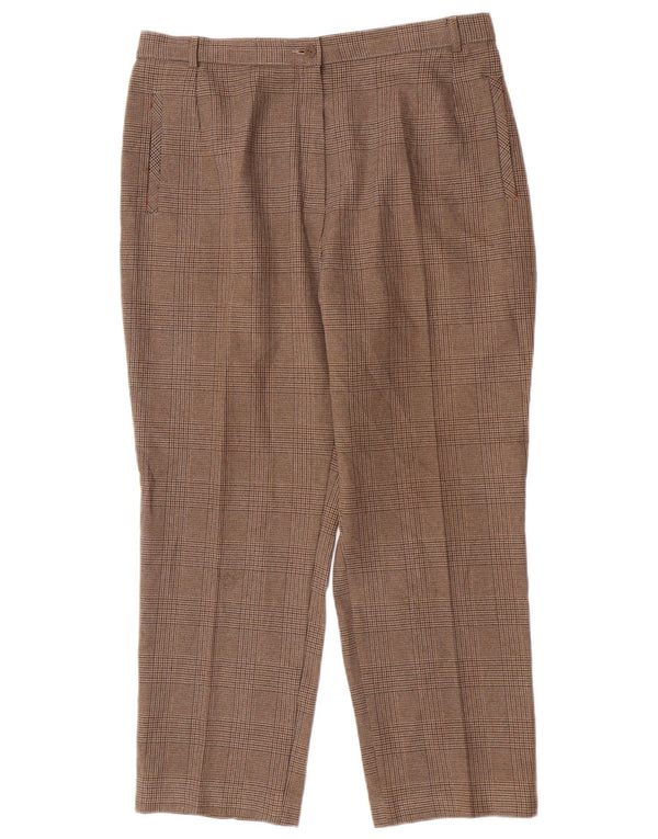 Marks & Spencer Womens High Waist Suit Trousers UK 18 XL W34 L27 Brown