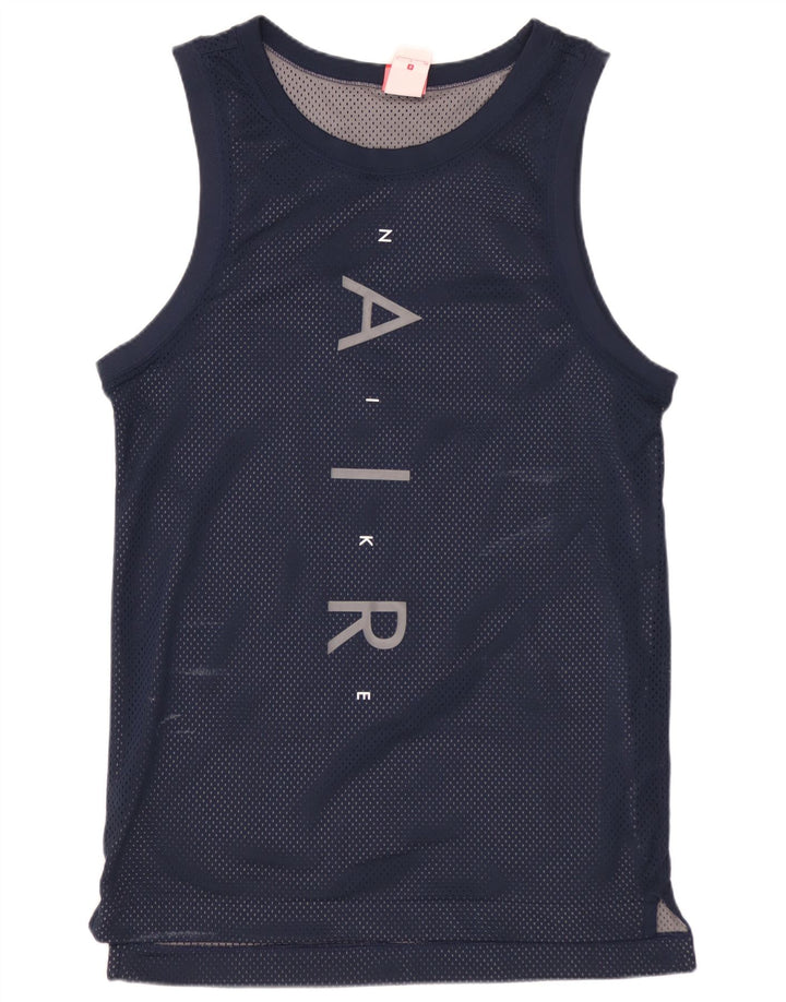 NIKE Mens Graphic Vest Top Small Navy Blue Polyester