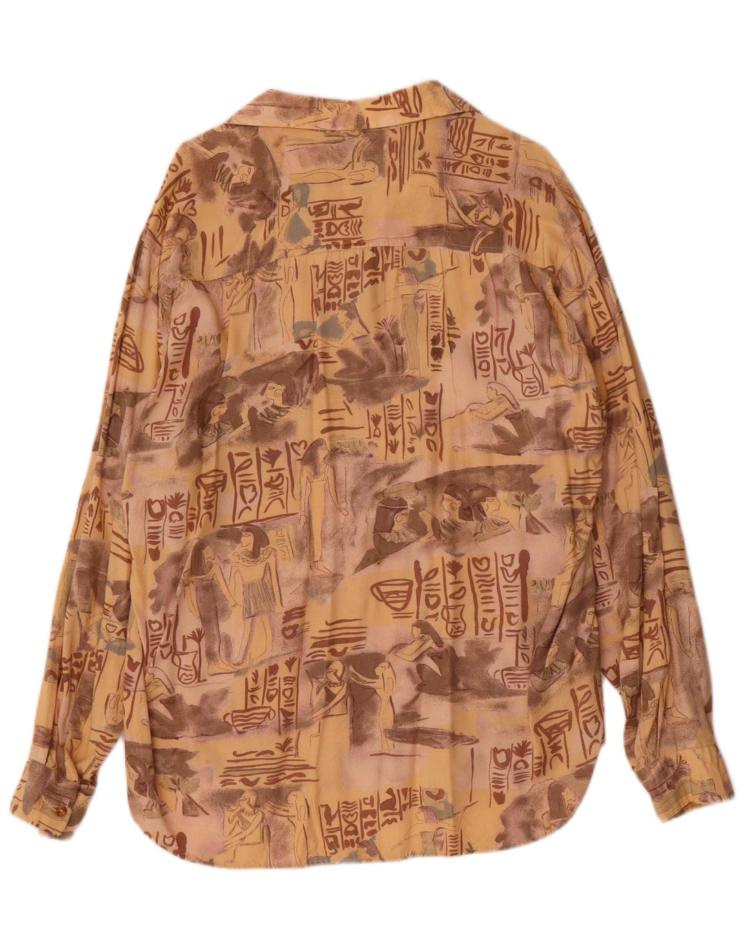 Vintage Mens Graphic Shirt XL Beige Viscose