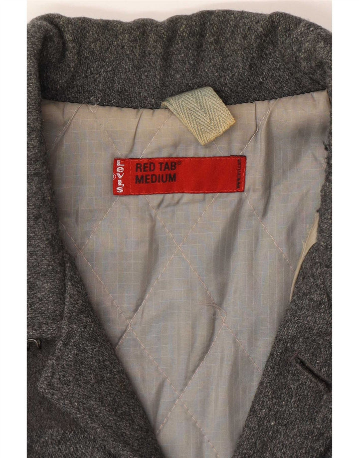 Levi's Mens 3 Button Windbreaker Coat UK 38 Medium Grey Wool