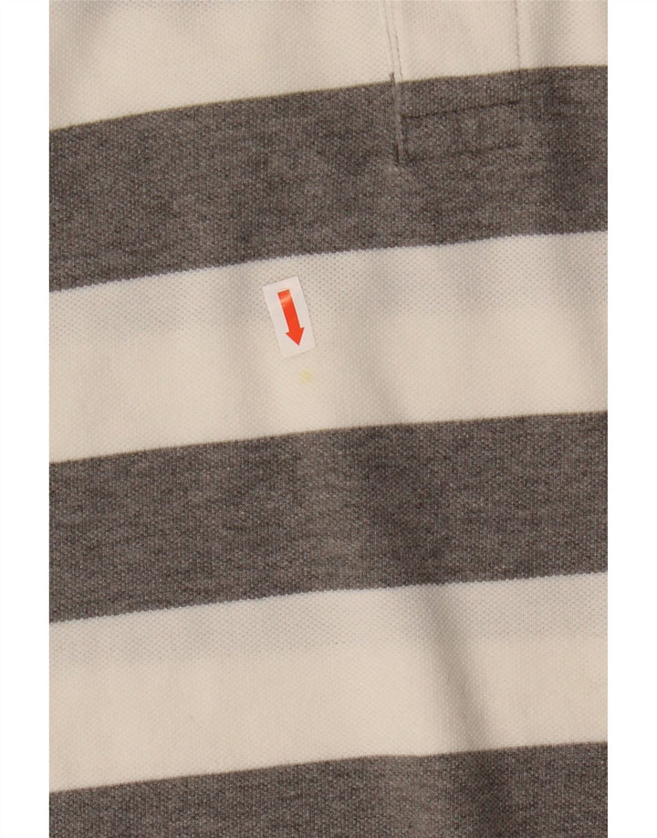 Gap Mens Polo Shirt Large Grey Striped Cotton