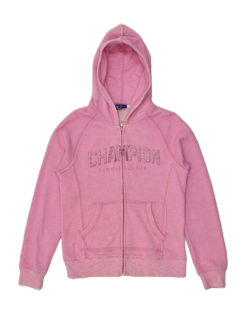 CHAMPION Girls Graphic Zip Hoodie Sweater 11-12 Years Large Pink | Vintage Champion | Thrift | Second-Hand Champion | Used Clothing | Messina Hembry 