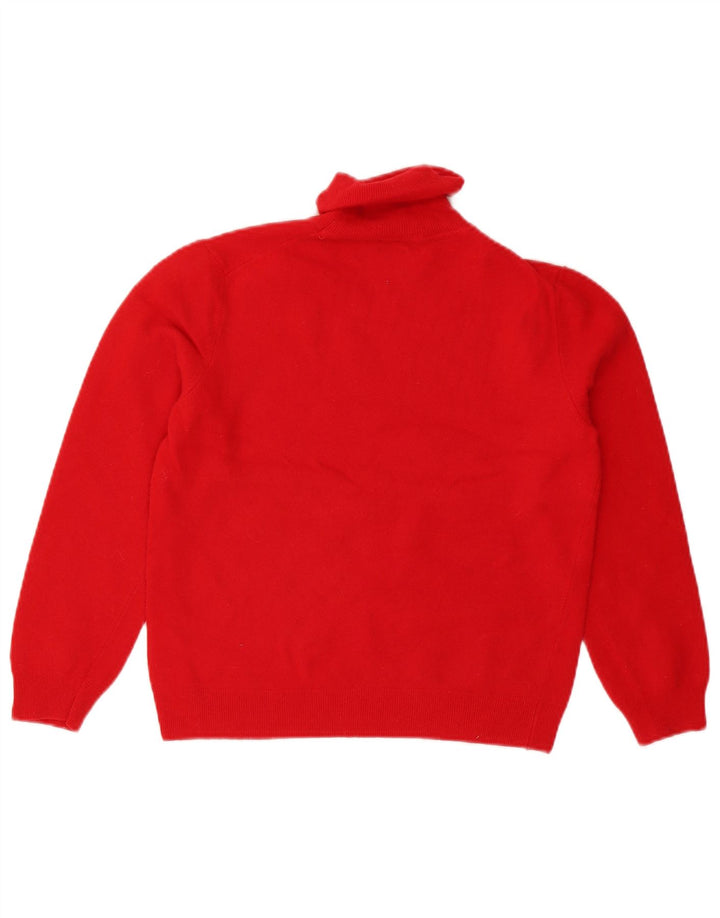 Benetton Womens Crop Roll Neck Jumper Sweater UK 10 Small Red