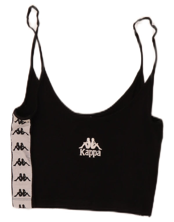 Kappa Womens Graphic Crop Cami Top UK 4 XS Black Colourblock Cotton