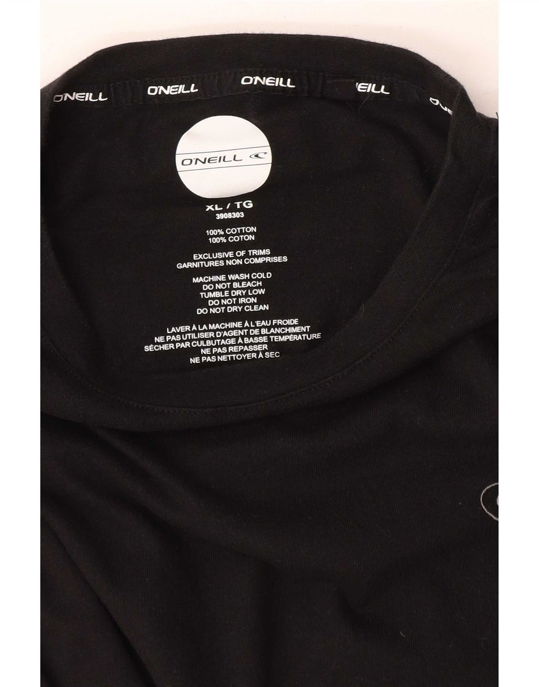 O'Neill Mens T-Shirt Top XL Black Cotton