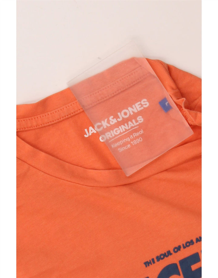 Jack & Jones Mens Graphic T-Shirt Top Large Orange
