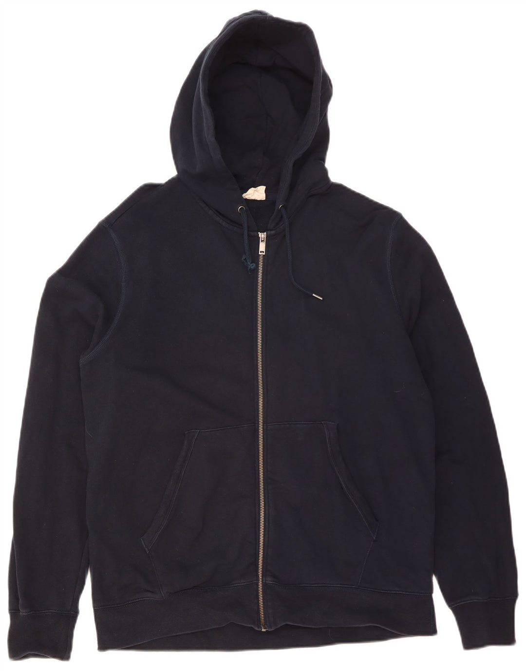 MARKS & SPENCER Mens Zip Hoodie Sweater Large Navy Blue Cotton