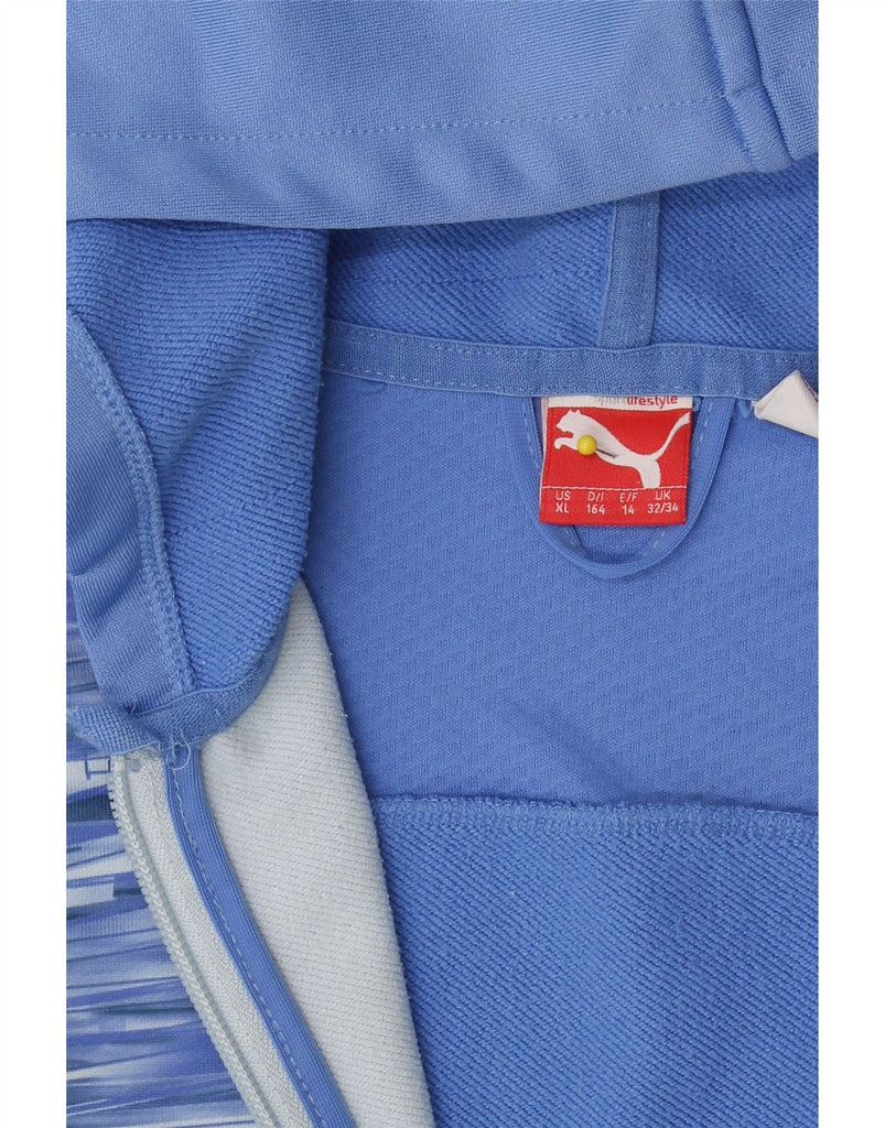 PUMA Girls Zip Hoodie Sweater 13-14 Years XL  Blue Striped Vintage Puma and Second-Hand Puma from Messina Hembry 