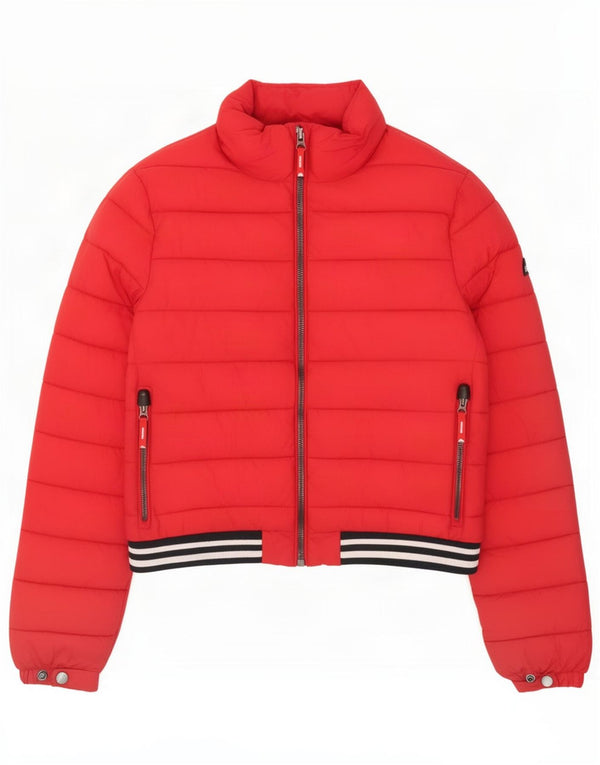 Superdry Womens Padded Jacket UK 14 Large Red Polyester
