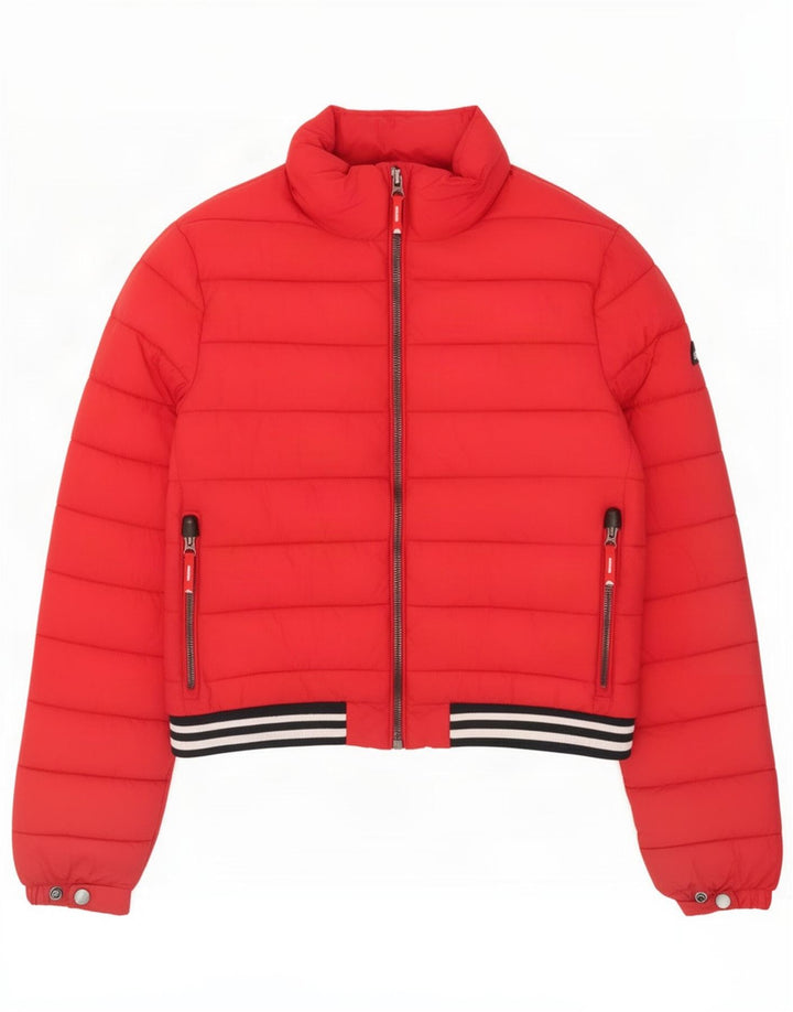 Superdry Womens Padded Jacket UK 14 Large Red Polyester