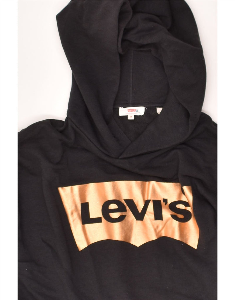 LEVI'S Womens Oversized Graphic Hoodie Jumper UK 14 Medium Black Cotton | Vintage Levi's | Thrift | Second-Hand Levi's | Used Clothing | Messina Hembry 