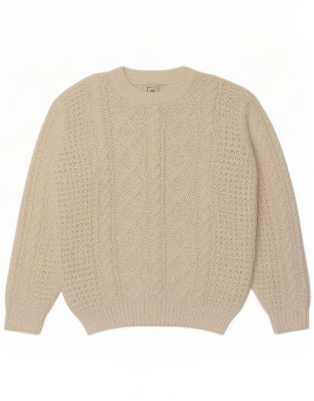 C&A Mens Crew Neck Jumper Sweater Medium Off White Acrylic
