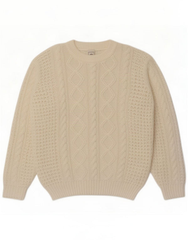 C&A Mens Crew Neck Jumper Sweater Medium Off White Acrylic