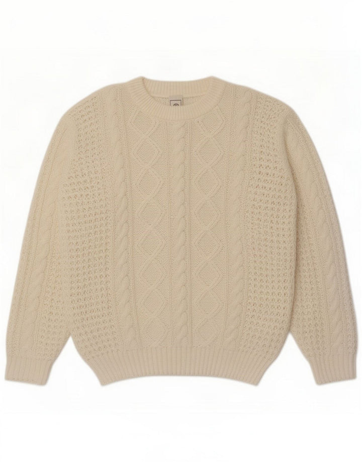 C&A Mens Crew Neck Jumper Sweater Medium Off White Acrylic
