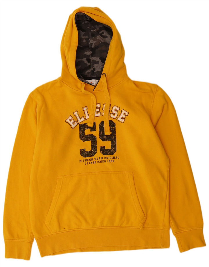 ELLESSE Mens Graphic Hoodie Jumper Medium Yellow