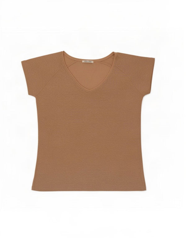 Massimo Dutti Womens T-Shirt Top UK 16 Large Beige Linen