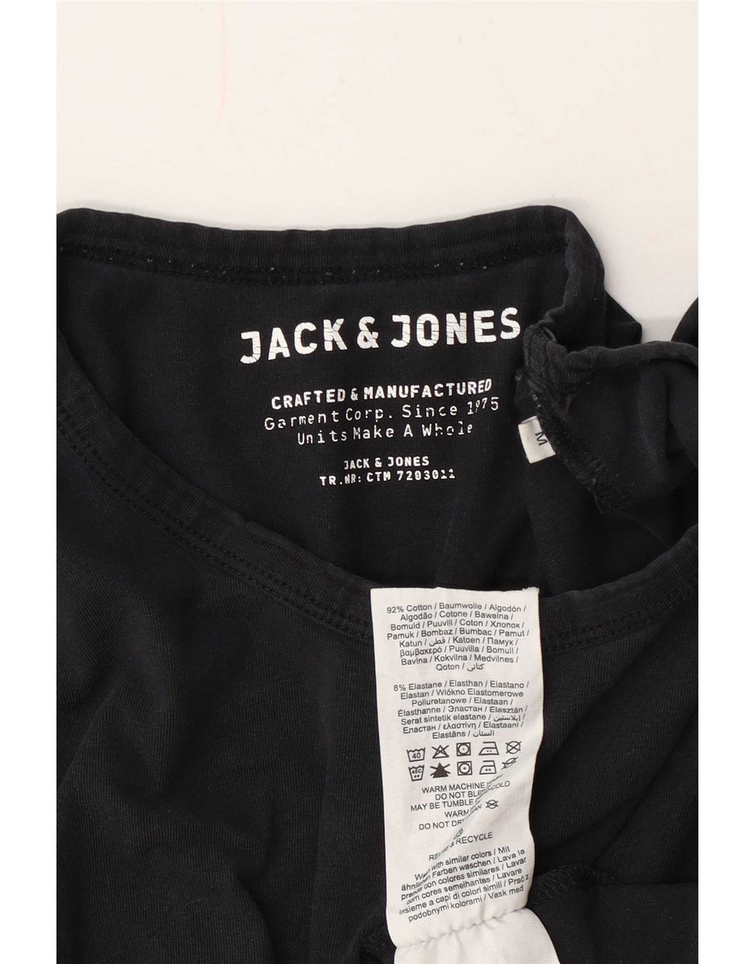Jack & Jones Mens T-Shirt Top Medium Navy Blue Cotton