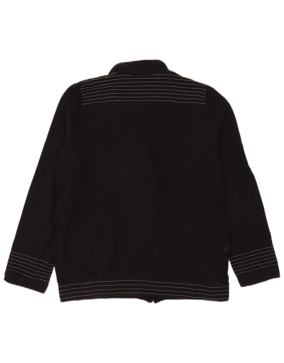 Fila Womens Tracksuit Top Jacket UK 12 Medium Black Striped Cotton
