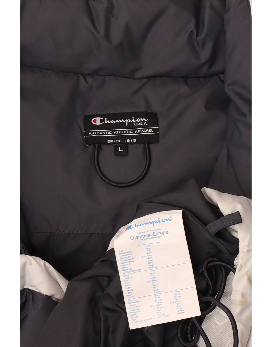 Champion Mens Hooded Padded Jacket UK 40 Large Grey Nylon