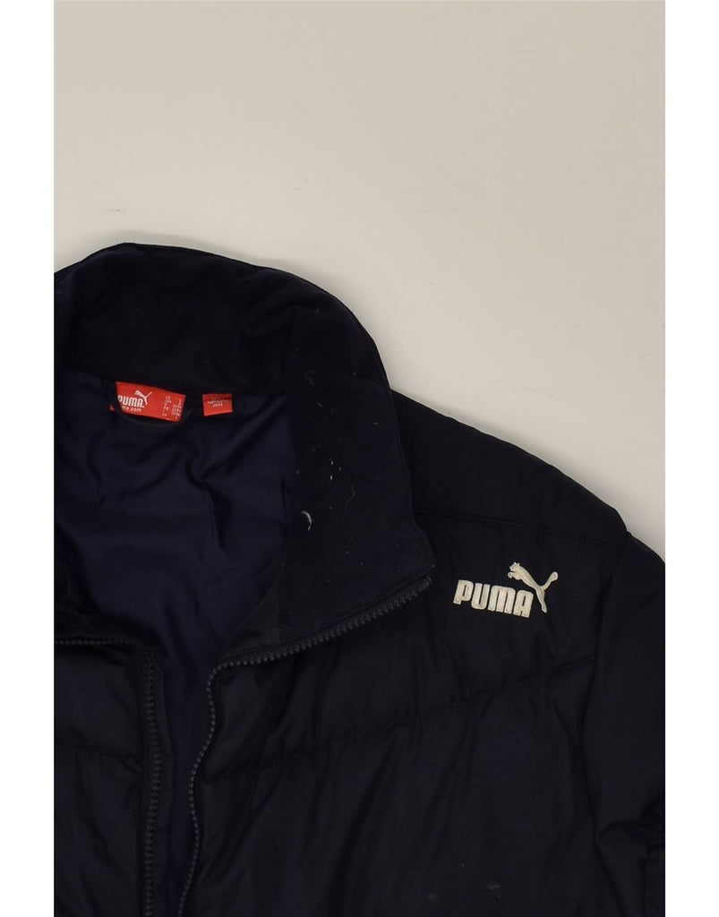 PUMA Mens Padded Jacket UK 40 Large Navy Blue Polyester | Vintage Puma | Thrift | Second-Hand Puma | Used Clothing | Messina Hembry 