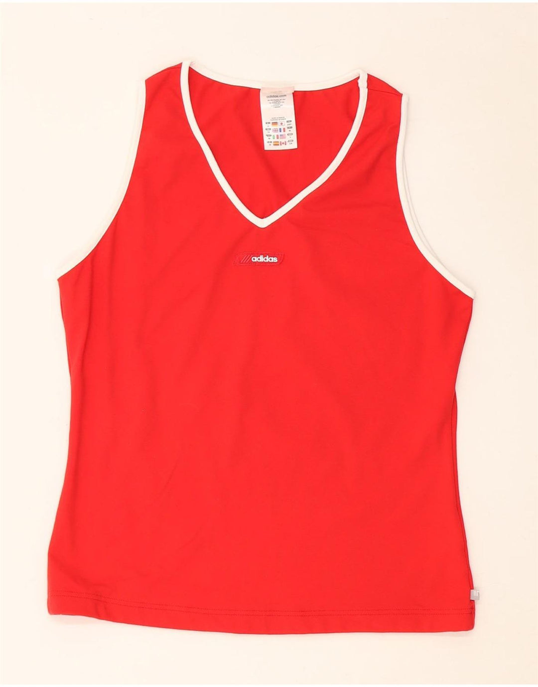 ADIDAS Womens Vest Top UK 18 XL Red Nylon