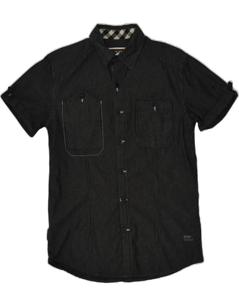 JACK & JONES Mens Short Sleeve Shirt Medium Black Pinstripe | Vintage Jack & Jones | Thrift | Second-Hand Jack & Jones | Used Clothing | Messina Hembry 