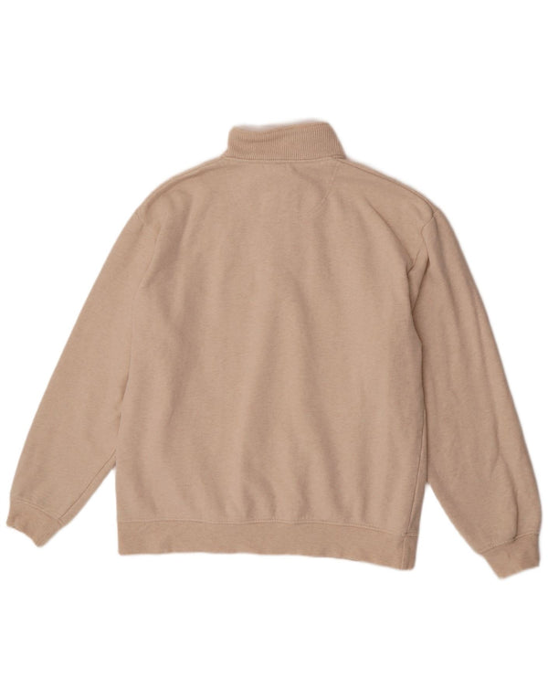 Orvis Mens Zip Neck Sweatshirt Jumper Large Beige Flecked Cotton