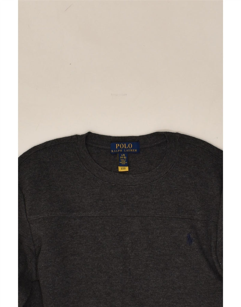 POLO RALPH LAUREN Boys Top Long Sleeve 14-15 Years Large Grey Cotton | Vintage Polo Ralph Lauren | Thrift | Second-Hand Polo Ralph Lauren | Used Clothing | Messina Hembry 