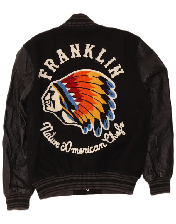 Franklin Marshall Mens Varsity Jacket UK 38 Medium Black Colourblock