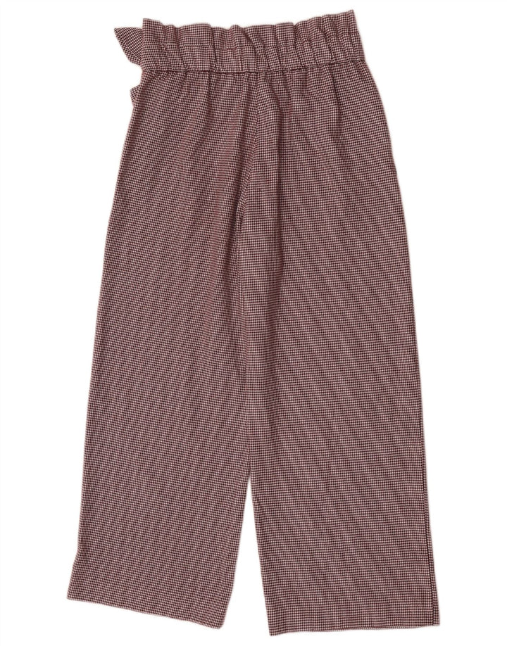 Zara Womens High Waist Capri Trousers Small W26 L23 Brown Check Polyester