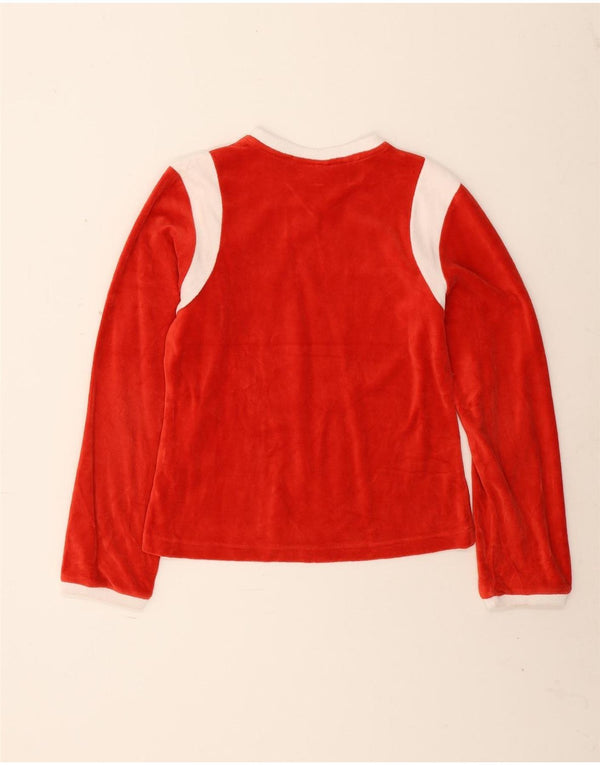 Puma Womens Graphic Top Long Sleeve UK 14 Large Red Colourblock Cotton